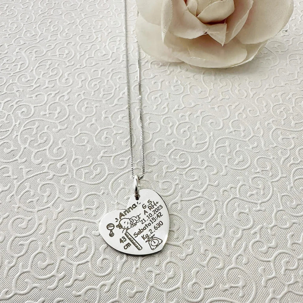collana cuore nascita argento 925