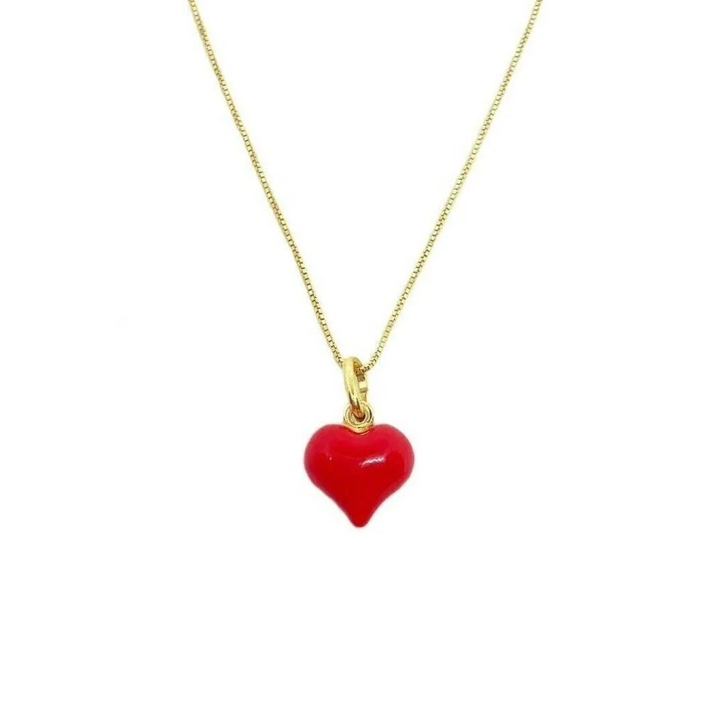 collana con cuore rosso argento dorato