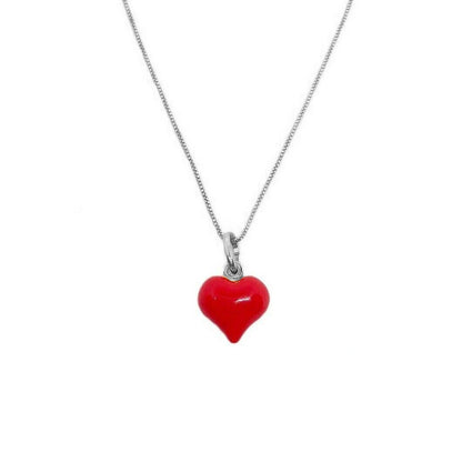 collana con cuore rosso argento