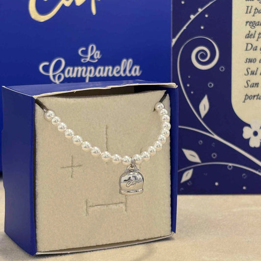 Collana di Perle con Campanella Capri della fortuna in Argento 925