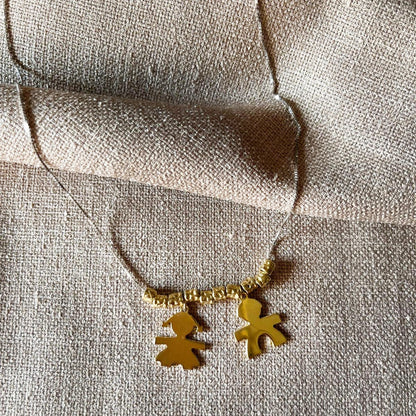 Collana Famiglia Pepite in argento 925 Bicolore