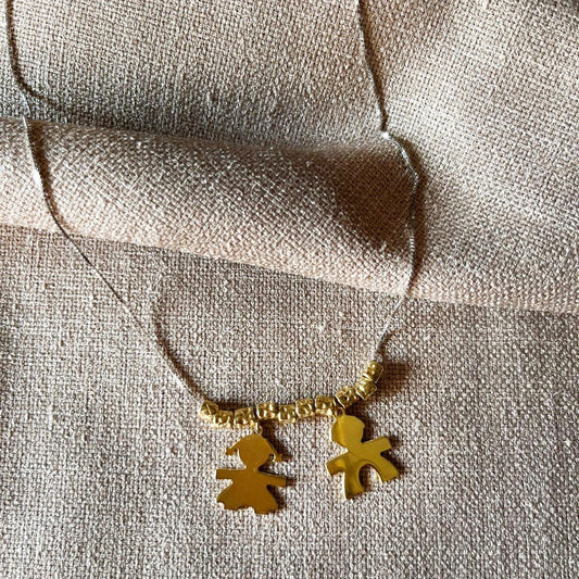 Collana Famiglia Pepite in argento 925 Bicolore