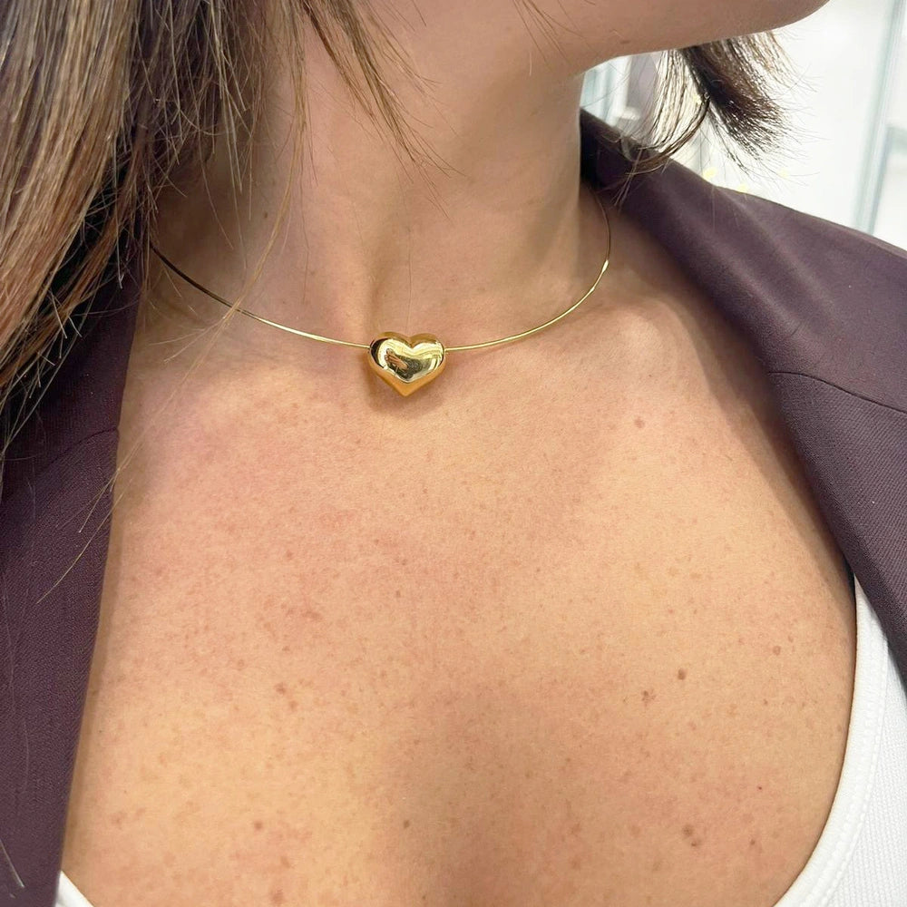 Collana Rigida Cuore Argento 925 Dorato