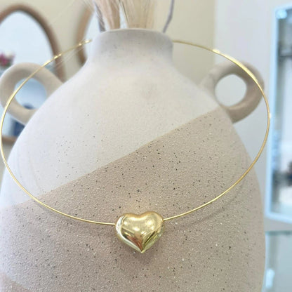 Collana Rigida Cuore Argento 925 Dorato