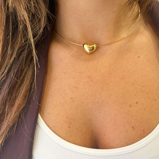 Collana Rigida Cuore Argento 925 Dorato
