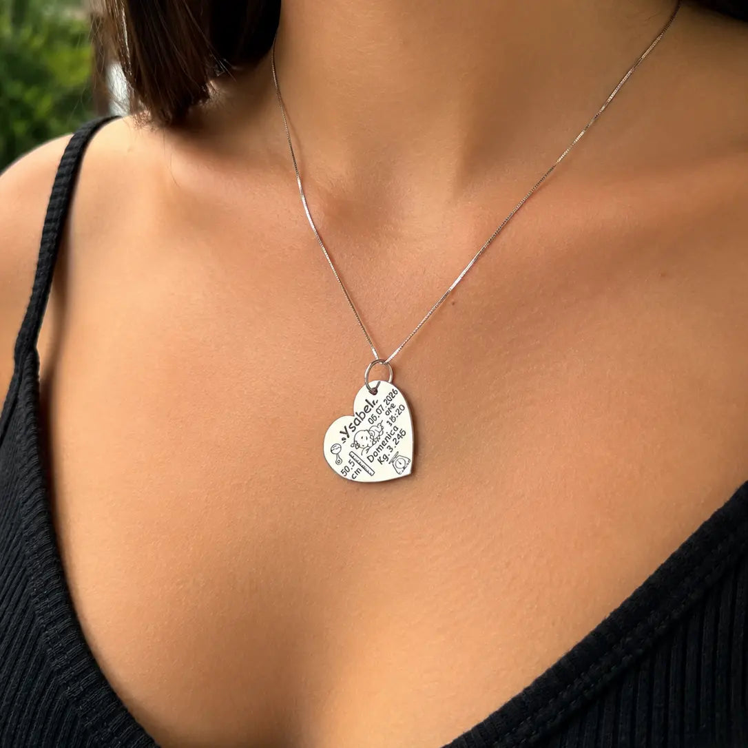 Collana Cuore Nascita Personalizzata in Argento 925