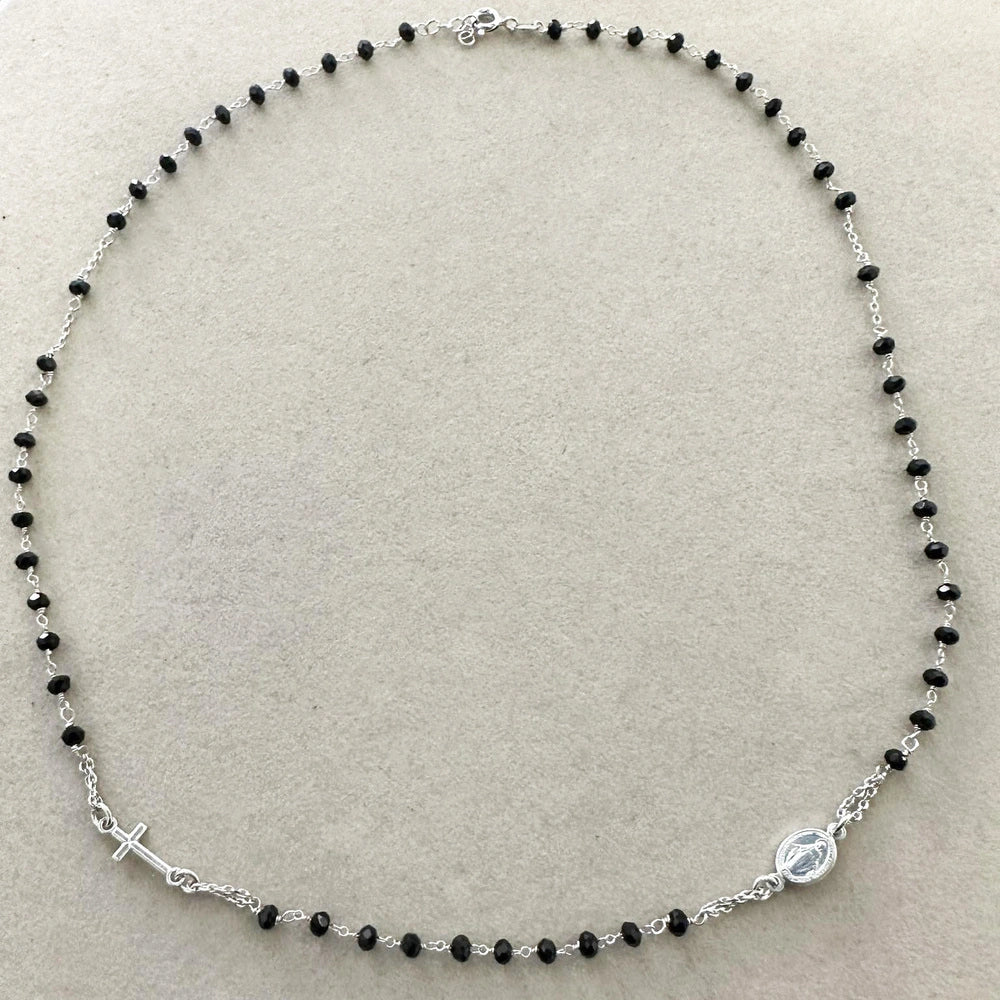collana rosario argento e nero