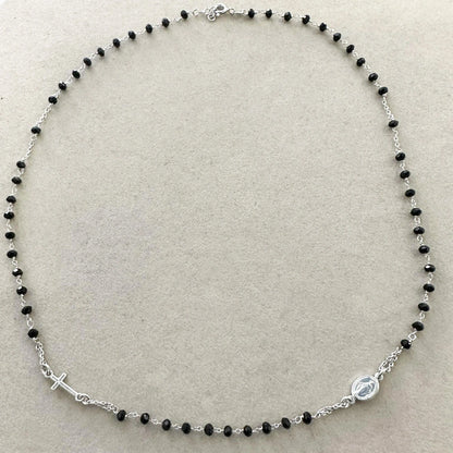 collana rosario argento e nero