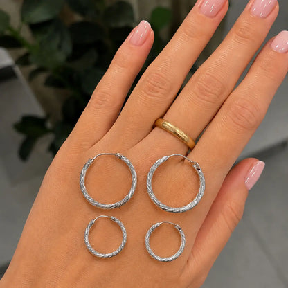 Orecchini Cerchio Diamantati Argento 925