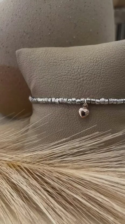 Bracciale con Pepite e Cuore Argento 925