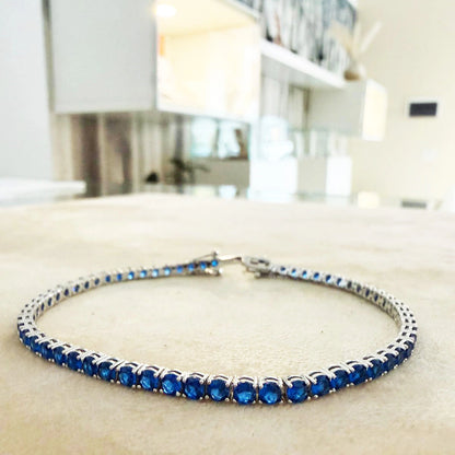 Bracciale Tennis Blu Argento 925 3 mm