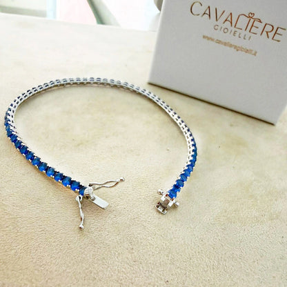 Bracciale Tennis Blu Argento 925 3 mm